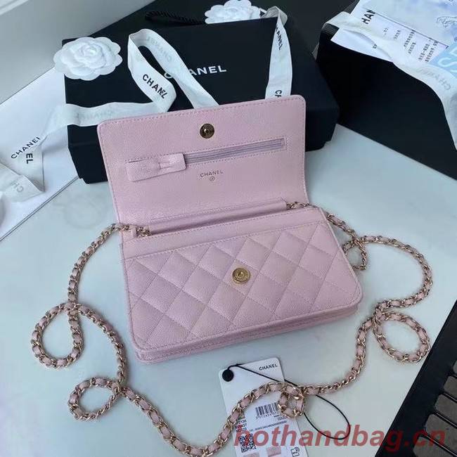 CHANEL mini wallet on chain AP2136 pink