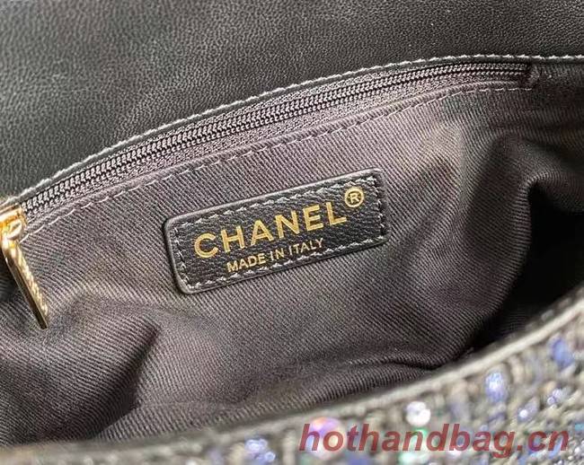 chanel flap bag Tweed 0593 black