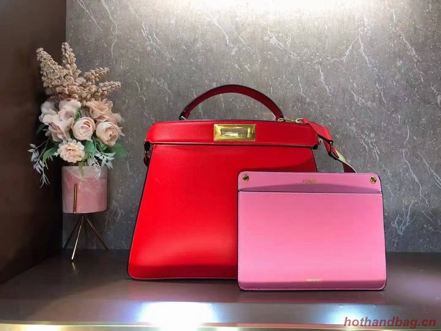 FENDI PEEKABOO ISEEU MEDIUM leather bag 8BN321A6 red