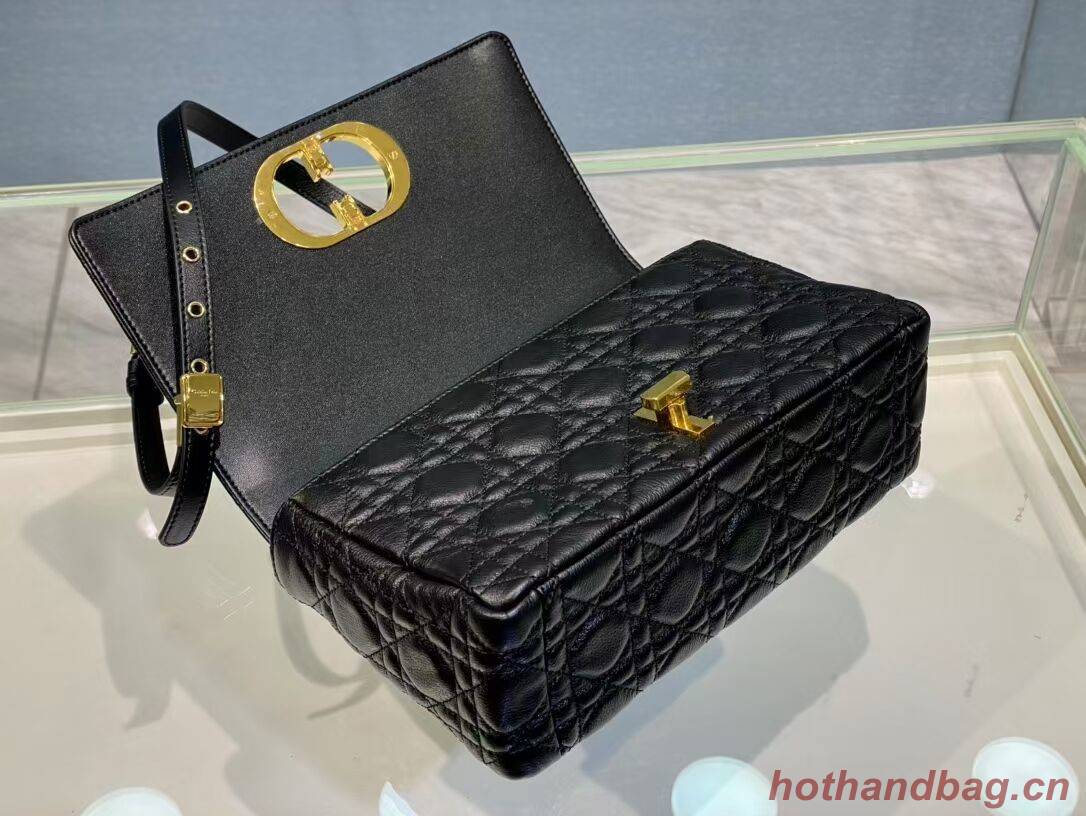 MEDIUM DIOR CARO BAG Soft Cannage Calfskin M9242 black