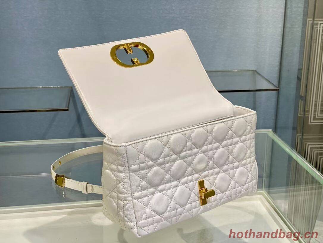 MEDIUM DIOR CARO BAG Soft Cannage Calfskin M9242 white