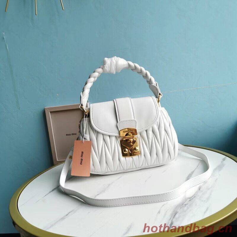 miu miu Matelasse Nappa Leather Shoulder Bag 5BD188 white