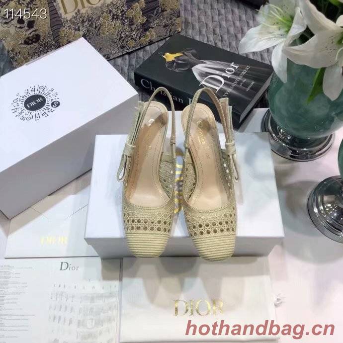 DIOR & MOI SLINGBACK PUMP Cream Mesh Cannage Embroidery KCP890R