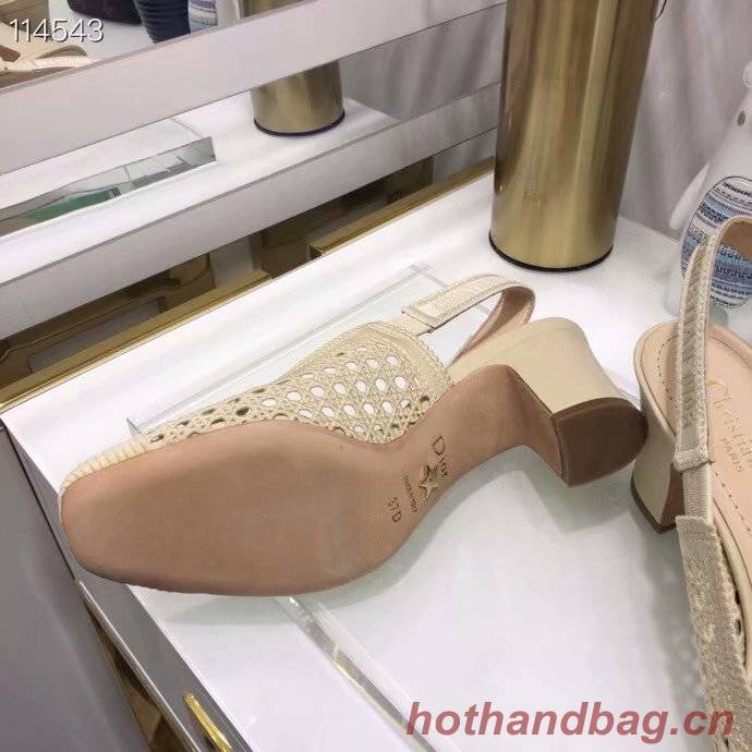 DIOR & MOI SLINGBACK PUMP Cream Mesh Cannage Embroidery KCP890R