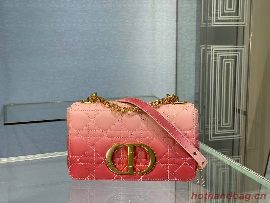 SMALL DIOR CARO BAG Pink Gradient Cannage Lambskin M9241