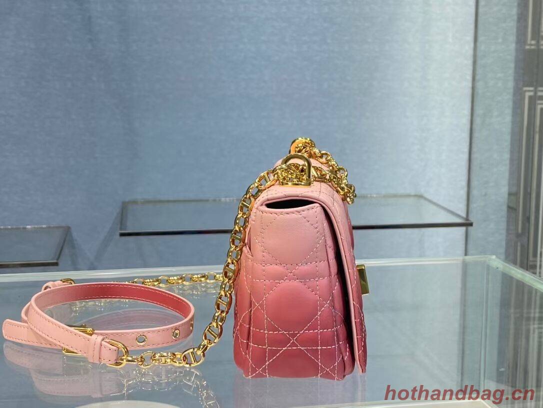 SMALL DIOR CARO BAG Pink Gradient Cannage Lambskin M9241