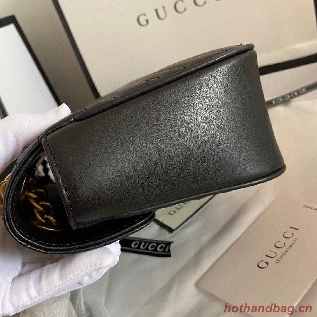 Gucci GG Marmont Original Leather matelasse shoulder bag 443497 Black