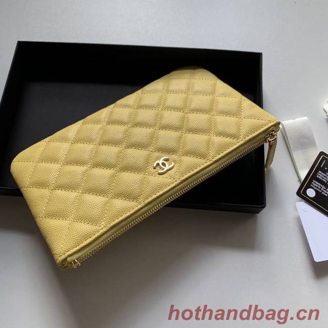 CHANEL 19 Caviar Original Leather Carry on bag AP1060 yellow