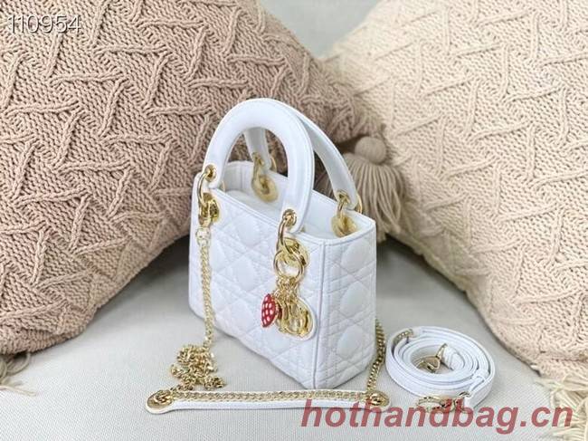 MINI LADY DIOR BAG Cannage Lambskin M0505OC white