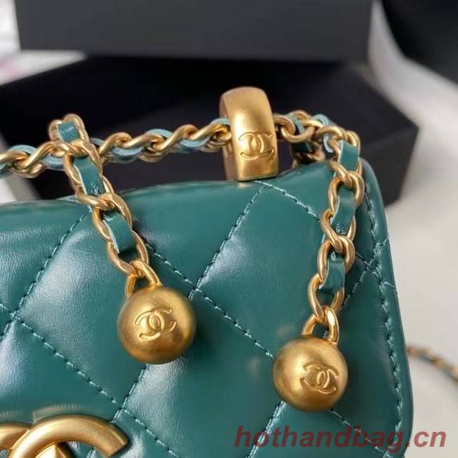 CHANEL mini wallet on chain AP2290 green