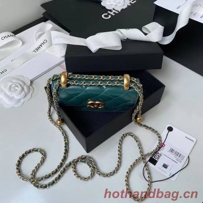 CHANEL mini wallet on chain AP2290 green