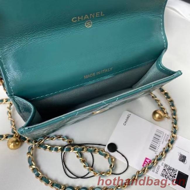 CHANEL mini wallet on chain AP2290 green