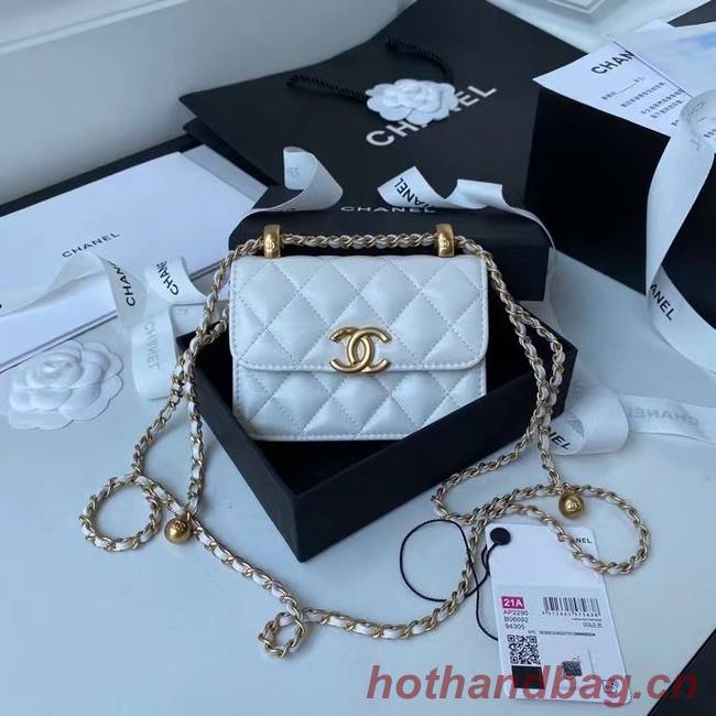 CHANEL mini wallet on chain AP2290 white