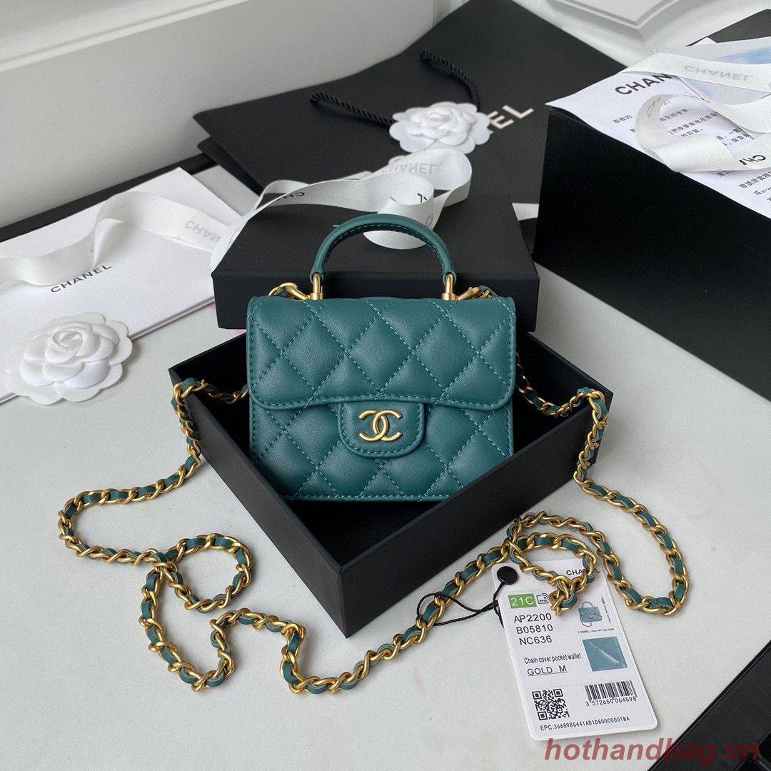 CHANEL Top Handle Micro Mini Wallet On Chain AP2200 Green