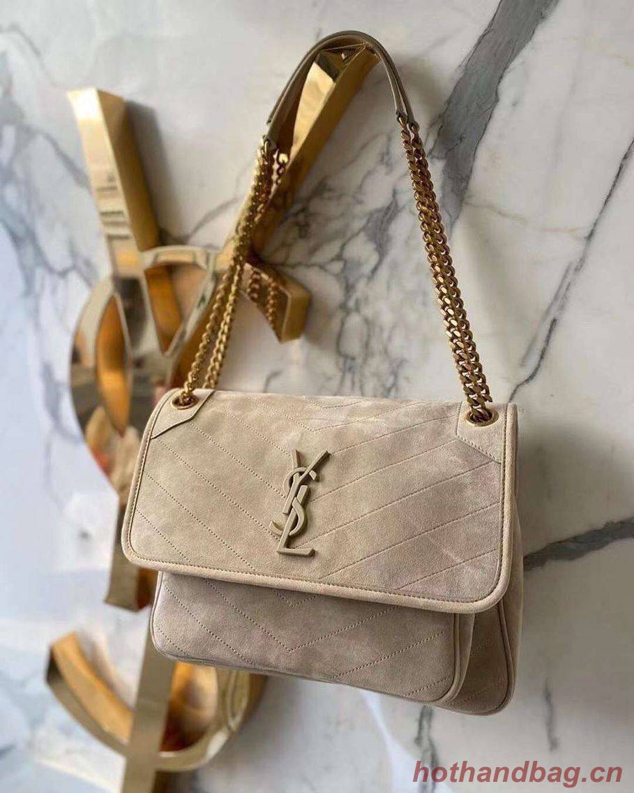 Yves Saint Laurent ENVELOPE MEDIUM BAG IN QUILTED SUEDE Y498004 cream