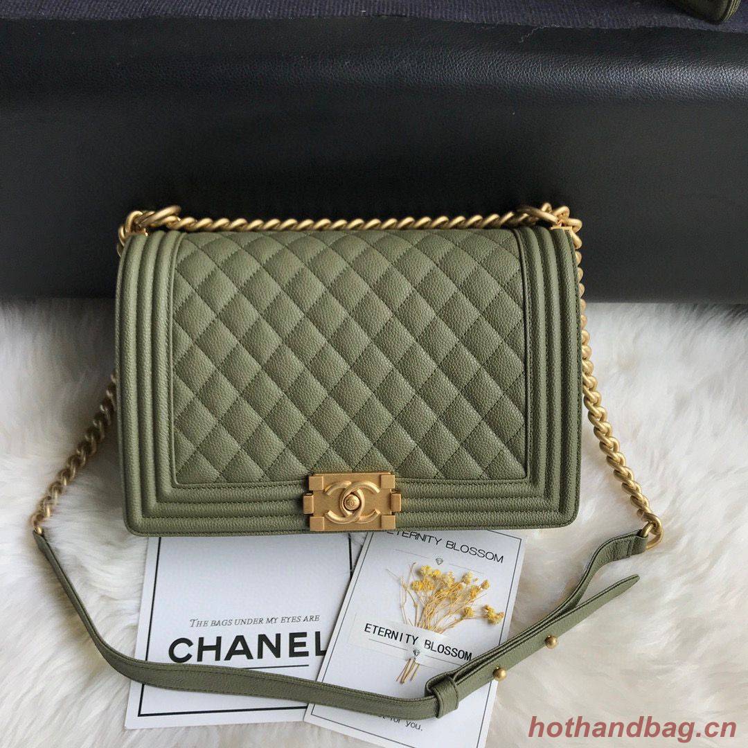 Boy Chanel Flap Bags Original Caviar Leather A67088 Dark Green