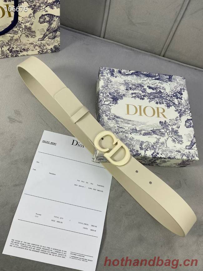 DIOR-ID BELT Raspberry Smooth Calfskin 30 MM B0110UM white