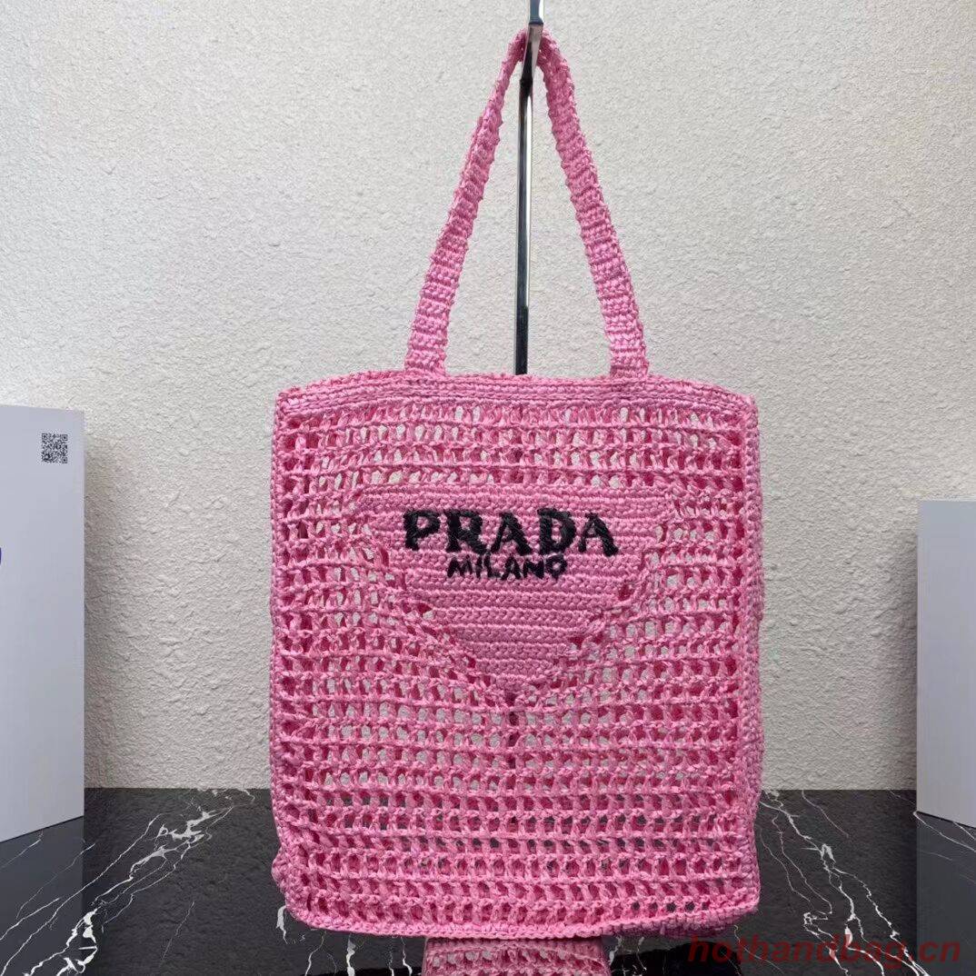 Prada Raffia tote bag 1BG393 pink