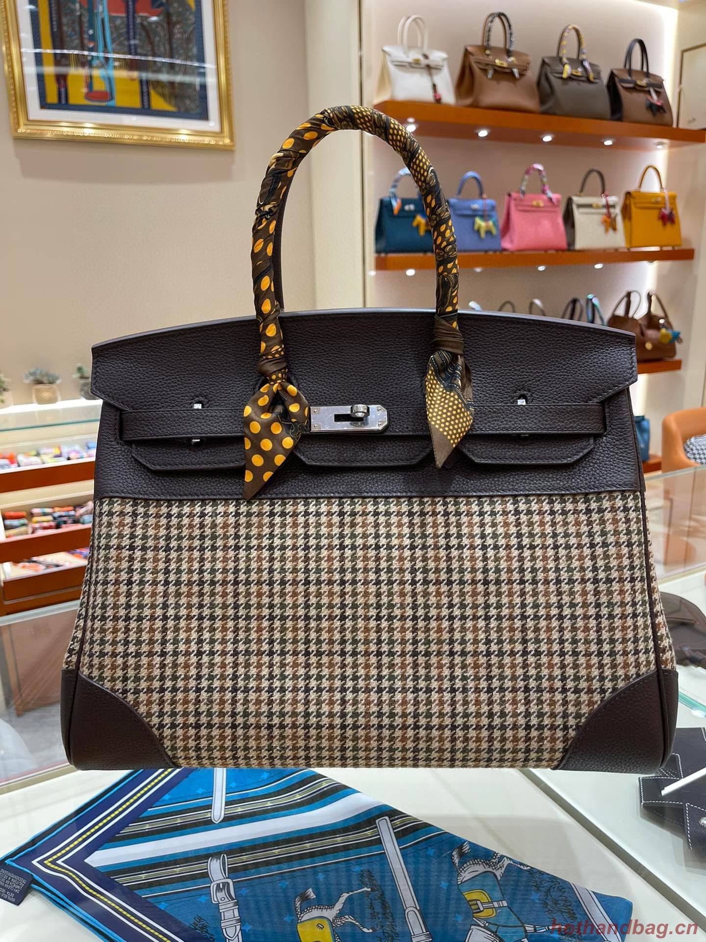 Hermes Birkin Bag Original Leather 30CM  OR 35CM 17888 Houndstooth Dark Brown