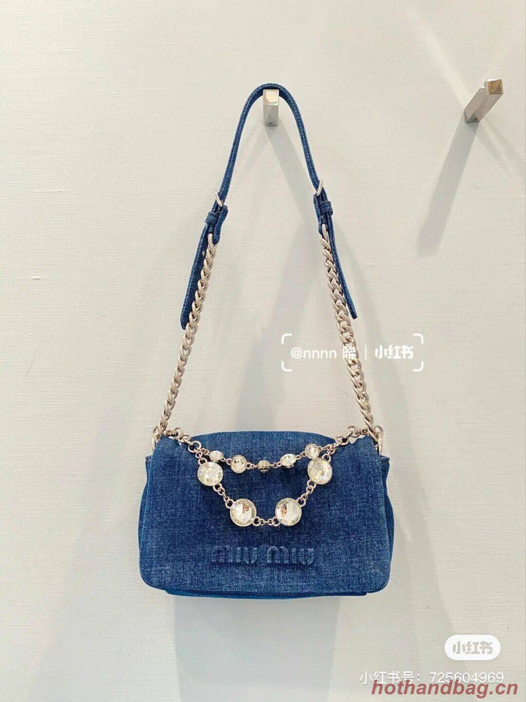 miu miu Denim Shoulder Bag 5ND223 blue