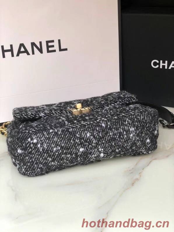 Chanel 19 flap bag Tweed AS1160 black