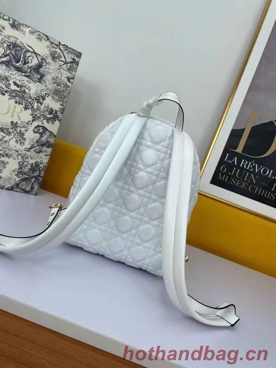 SMALL DIOR BACKPACK Cannage Lambskin M9222U WHITE