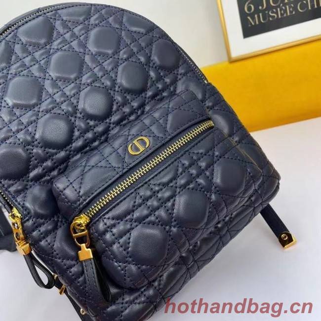 SMALL DIOR BACKPACK Cannage Lambskin M9222U dark blue