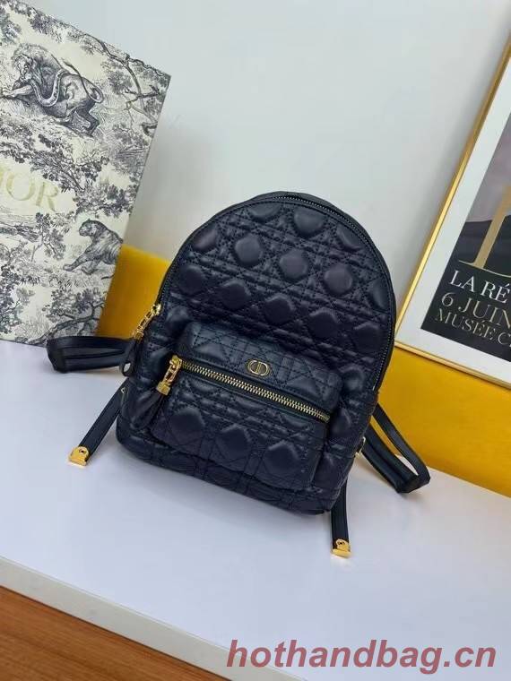 SMALL DIOR BACKPACK Cannage Lambskin M9222U dark blue