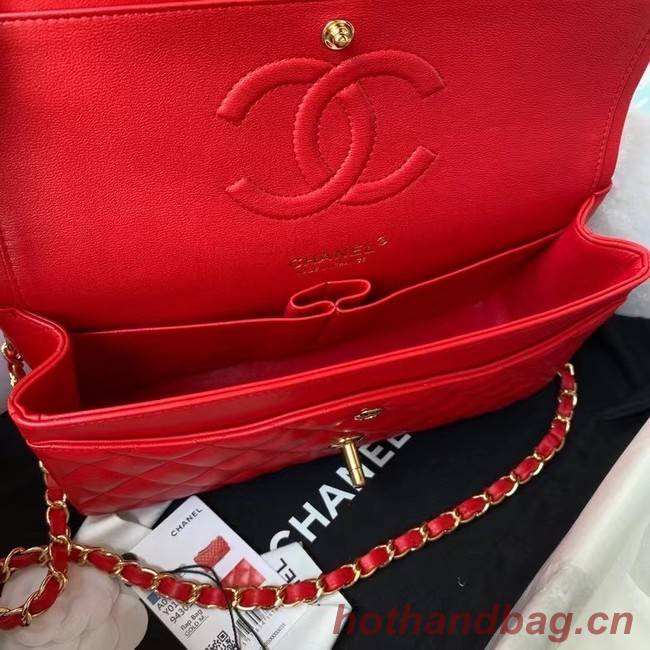 chanel classic handbag Lambskin & gold Metal A01112 red