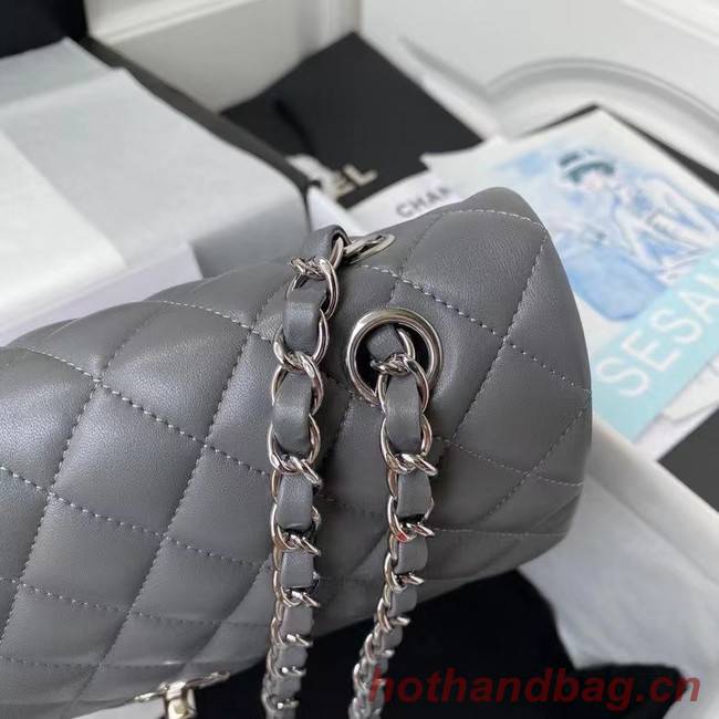 chanel classic handbag Lambskin & silver Metal A01112 dark grey