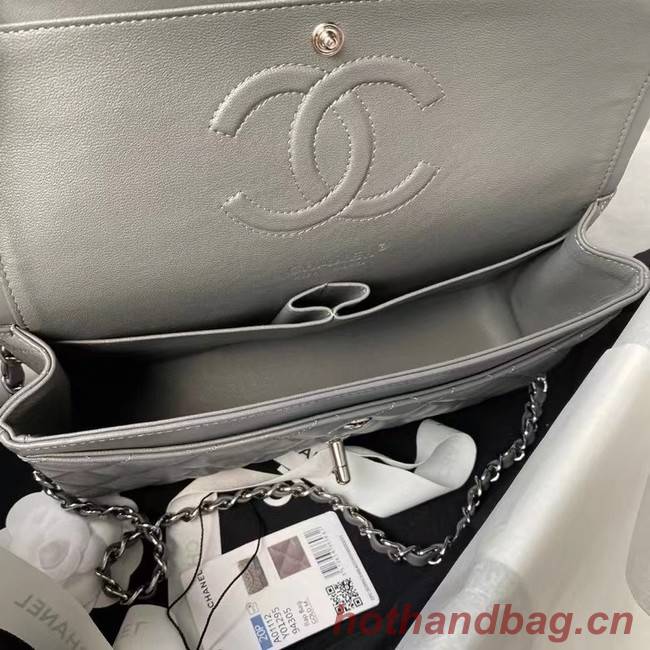 chanel classic handbag Lambskin & silver Metal A01112 dark grey