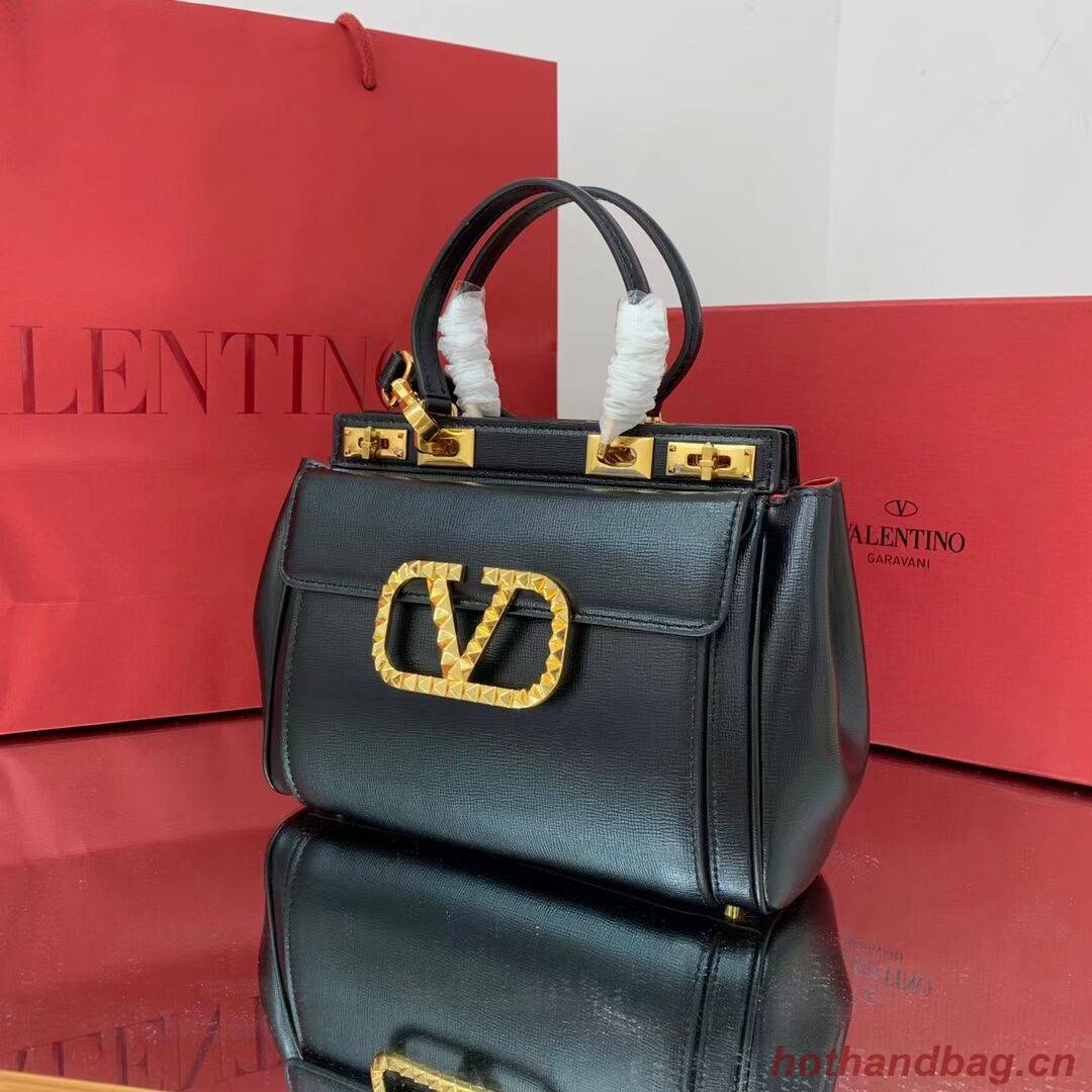 VALENTINO calf leather handbag V0754 BLACK