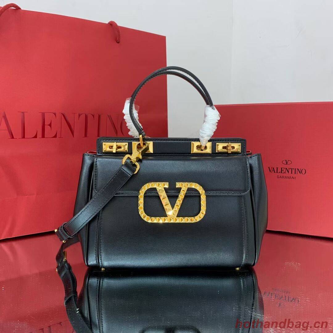 VALENTINO calf leather handbag V0754 BLACK