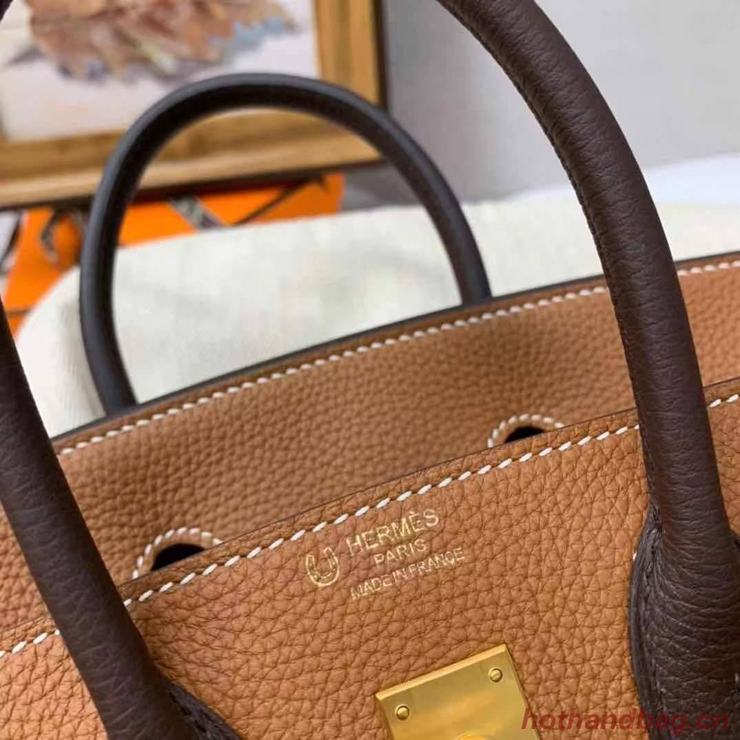 Hermes Birkin Bag Original Leather 35CM Color matching 17888 Brown&Dark Brown