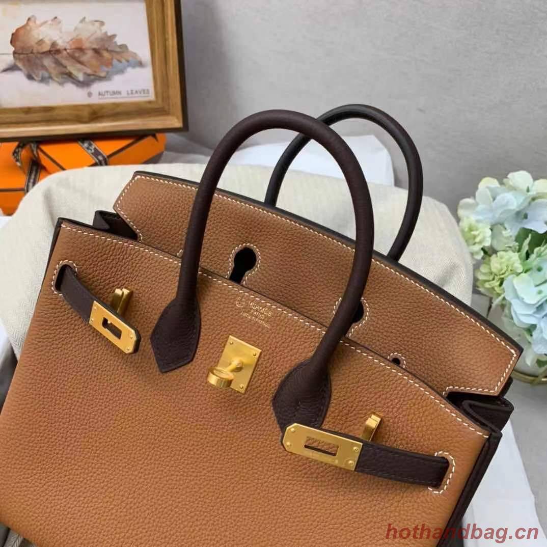 Hermes Birkin Bag Original Leather 35CM Color matching 17888 Brown&Dark Brown