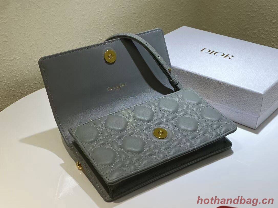 DIOR CARO BELT POUCH WITH CHAIN Supple Cannage Calfskin S5091UW GREY