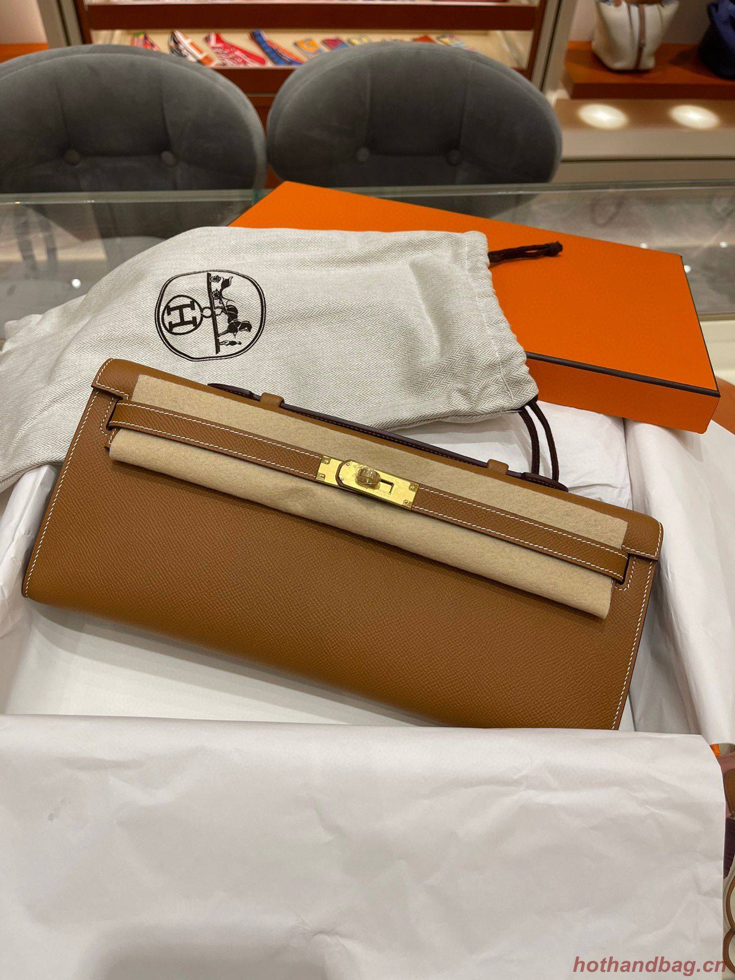 Hermes Kelly 31cm Clutch Original Epsom Leather KL31 Brown