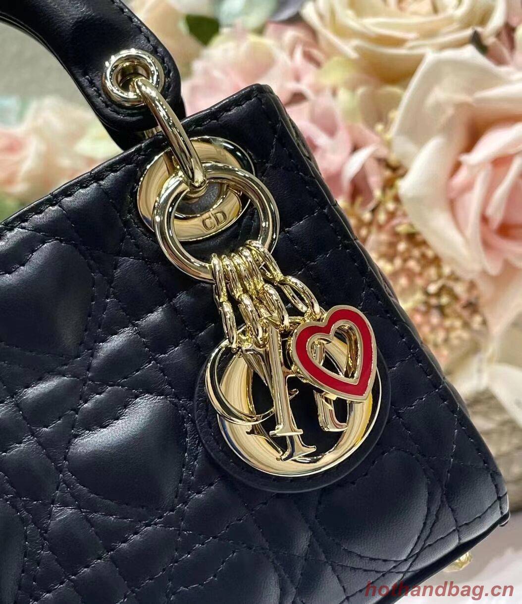 LADY DIOR MY ABCDIOR BAG Cannage Heart Original Lambskin Bag M0539O Black