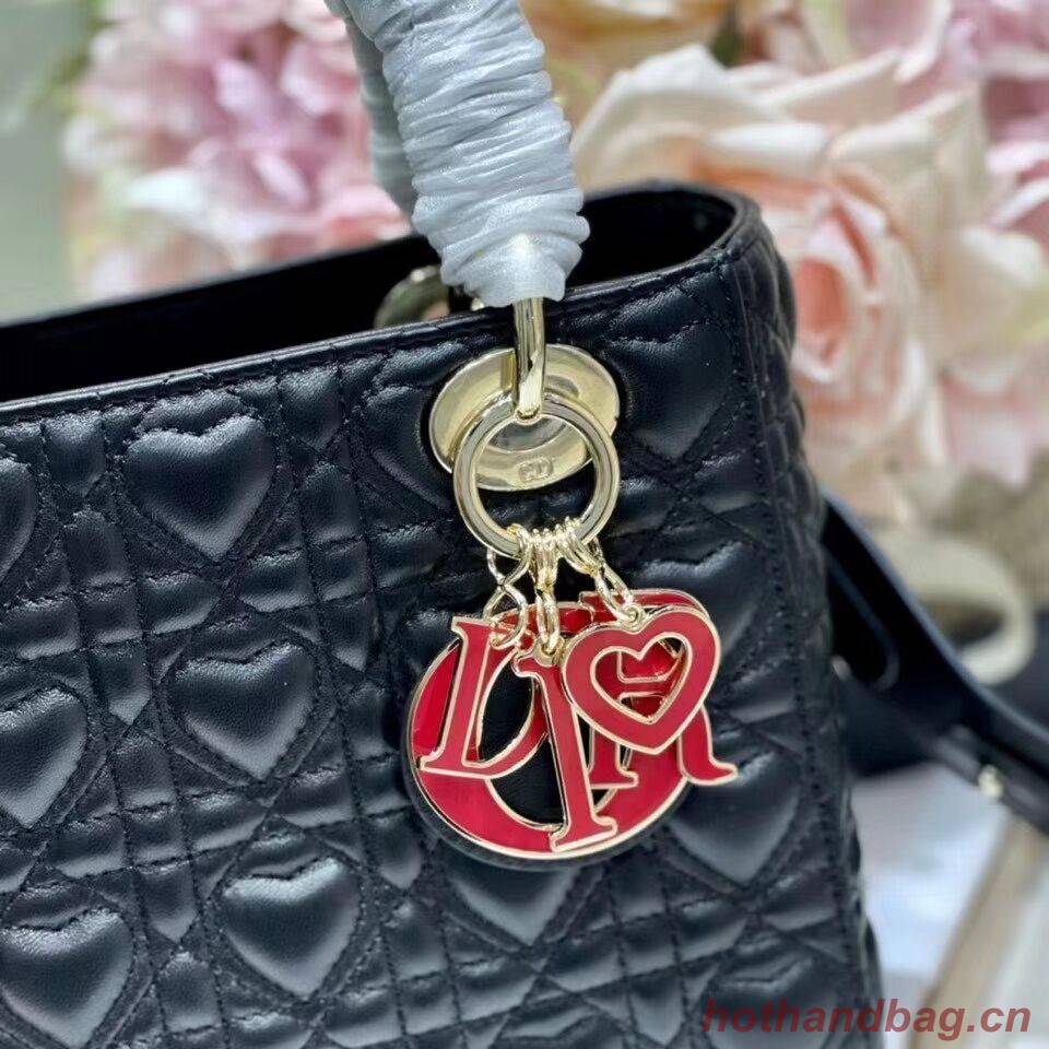 LADY DIOR MY ABCDIOR BAG Cannage Heart Original Lambskin Bag M0539O Black