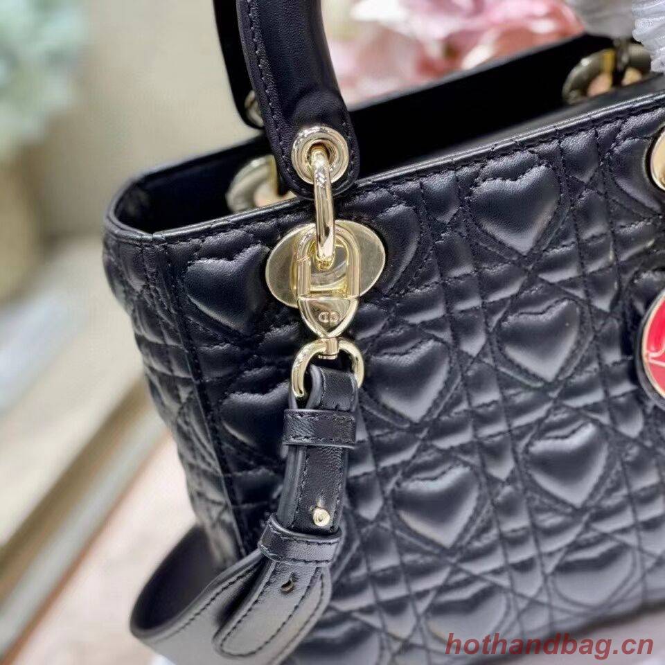 LADY DIOR MY ABCDIOR BAG Cannage Heart Original Lambskin Bag M0539O Black