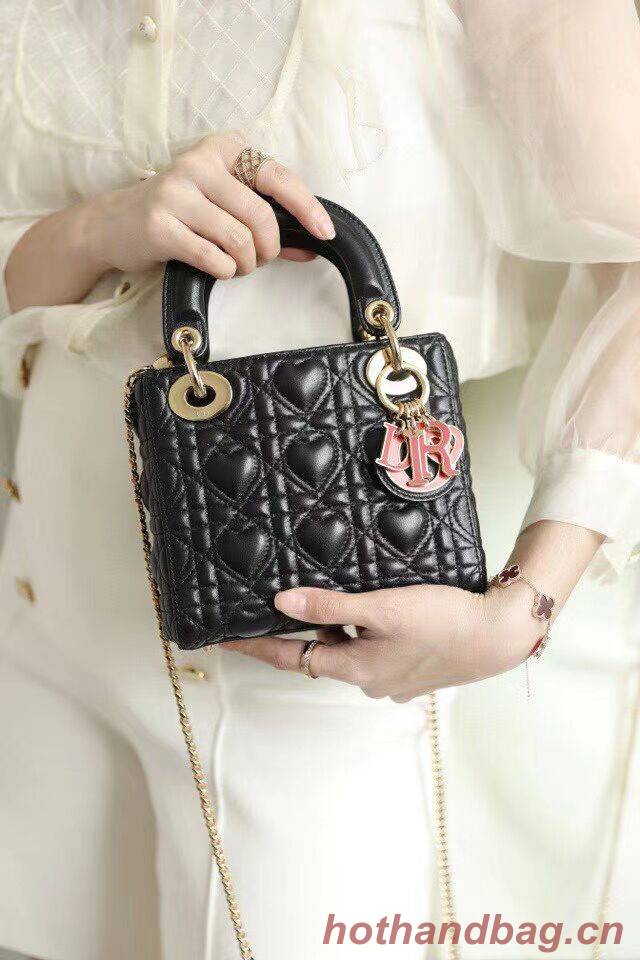 LADY DIOR MY ABCDIOR BAG Cannage Heart Original Lambskin Bag M0539O Black