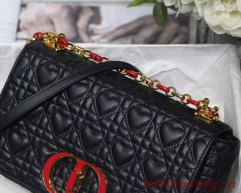 MEDIUM DIORAMOUR DIOR CARO BAG Cannage Calfskin with Heart Motif M9242WNG BLACK