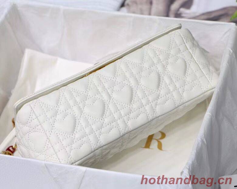 MEDIUM DIORAMOUR DIOR CARO BAG Cannage Calfskin with Heart Motif M9242WNG WHITE