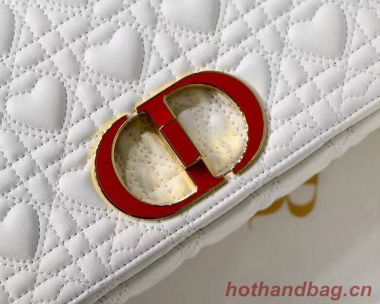 MEDIUM DIORAMOUR DIOR CARO BAG Cannage Calfskin with Heart Motif M9242WNG WHITE