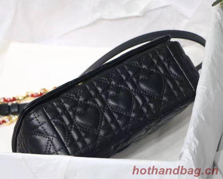 SMALL DIORAMOUR DIOR CARO BAG Cannage Calfskin with Heart Motif M9241WN BLACK