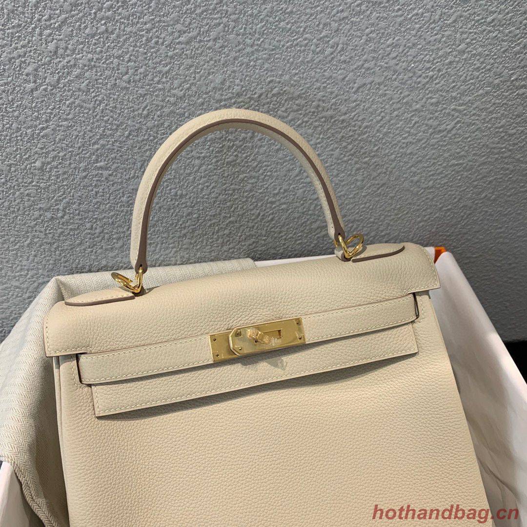 Hermes Kelly 28cm Shoulder Bags Togo Leather KL28 Cream