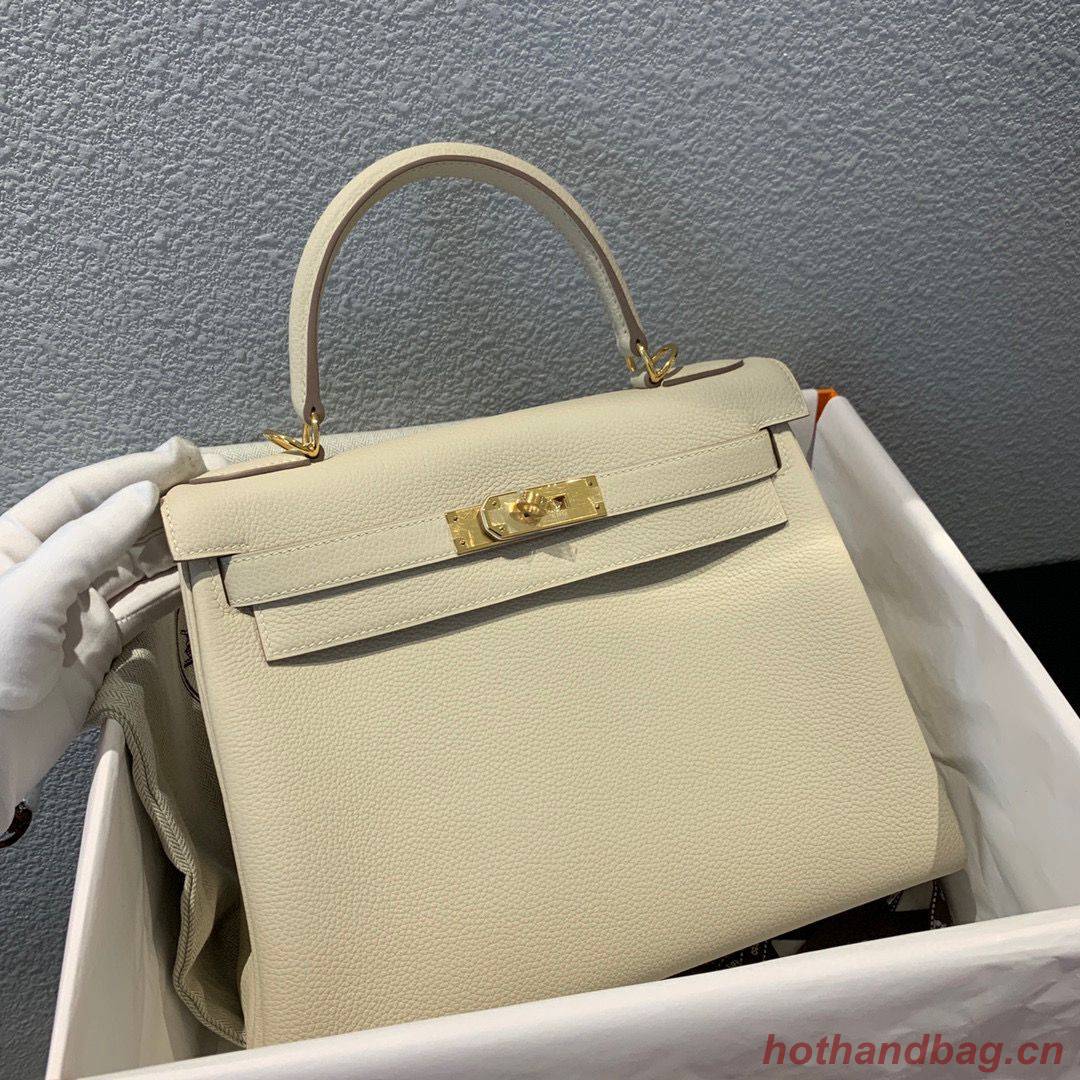 Hermes Kelly 28cm Shoulder Bags Togo Leather KL28 Cream