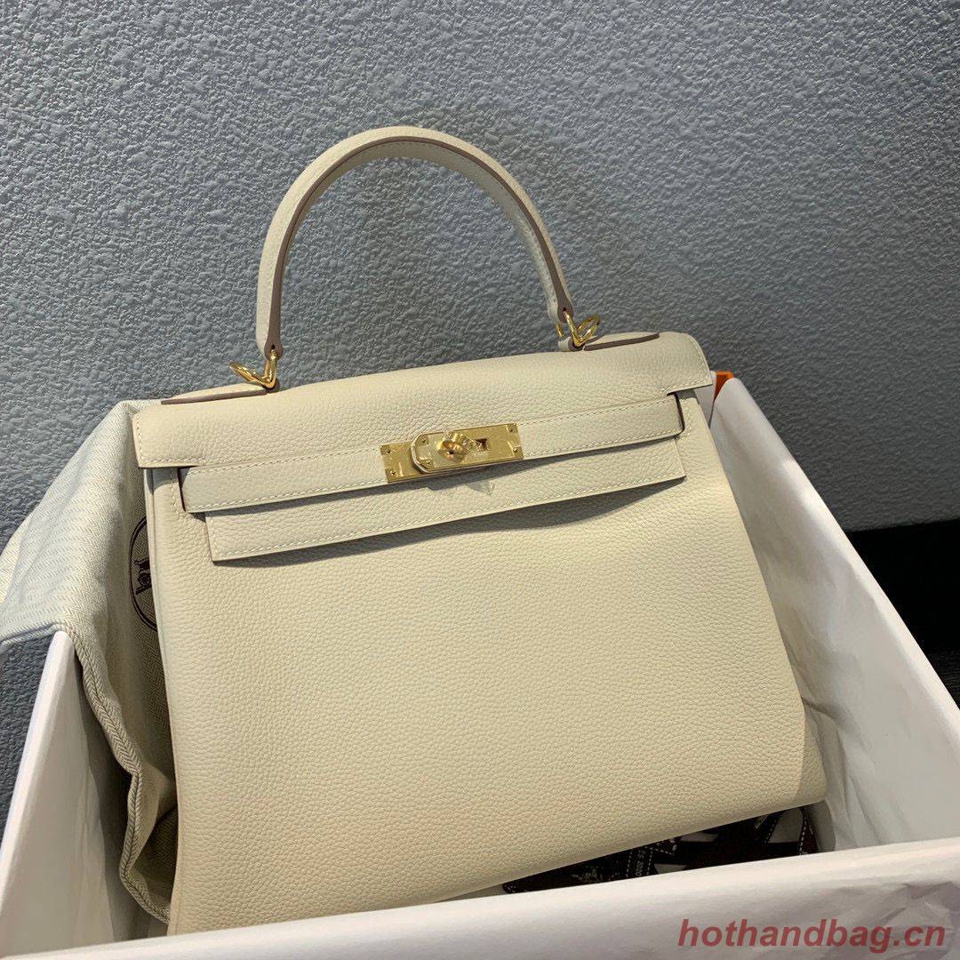 Hermes Kelly 28cm Shoulder Bags Togo Leather KL28 Cream