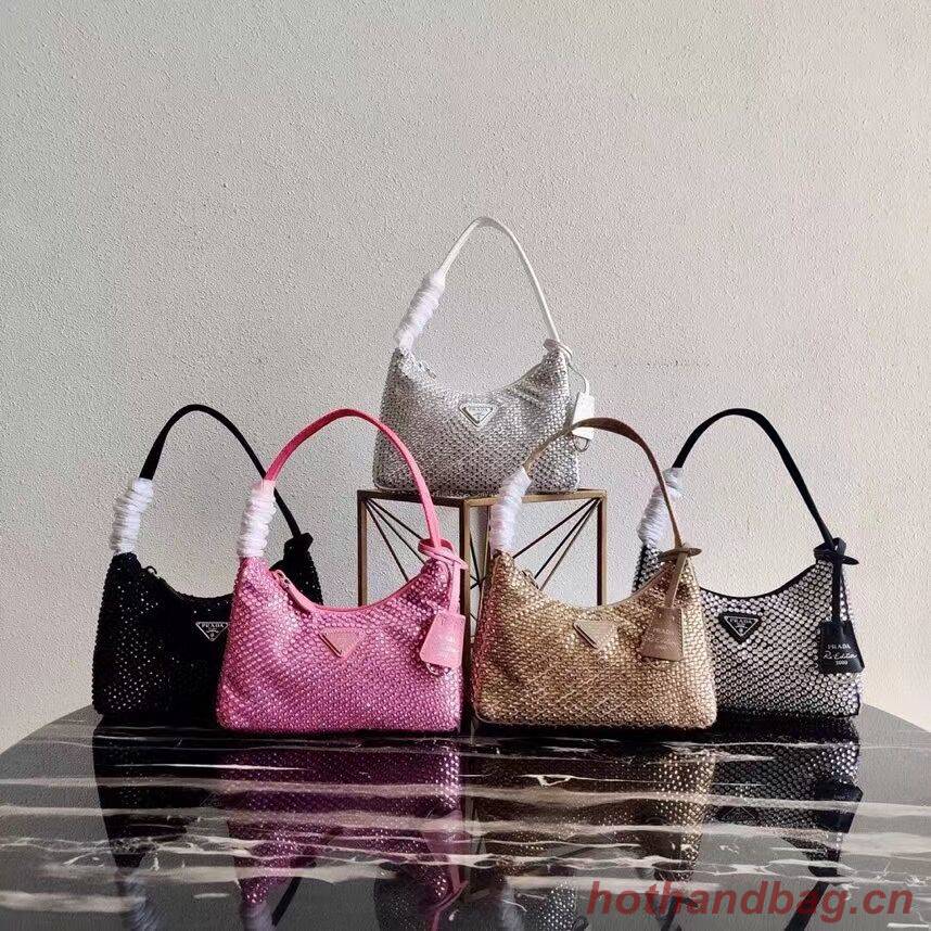 Prada Satin mini-bag with artificial crystals 1BE515Z pink