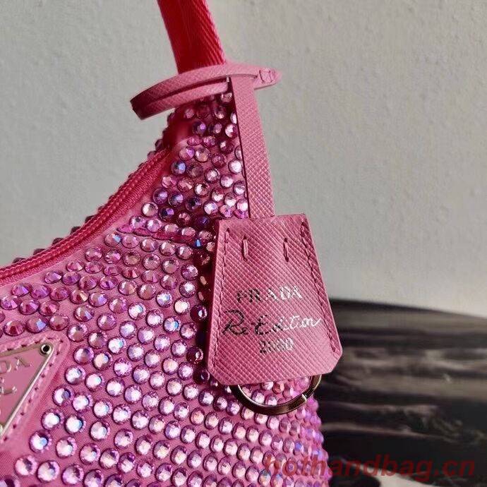 Prada Satin mini-bag with artificial crystals 1BE515Z pink